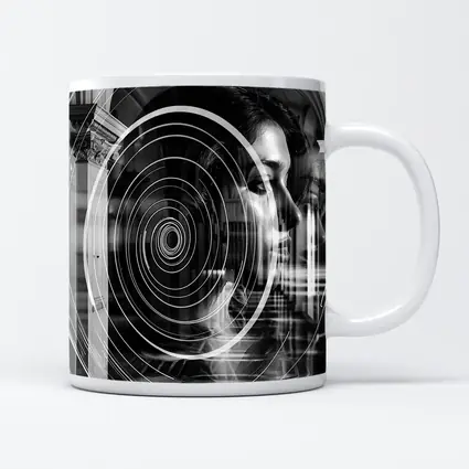 Woman Portrait Black White Spiral Abstract