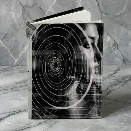 Woman Portrait Black White Spiral Abstract