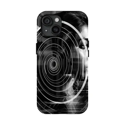Woman Portrait Black White Spiral Abstract
