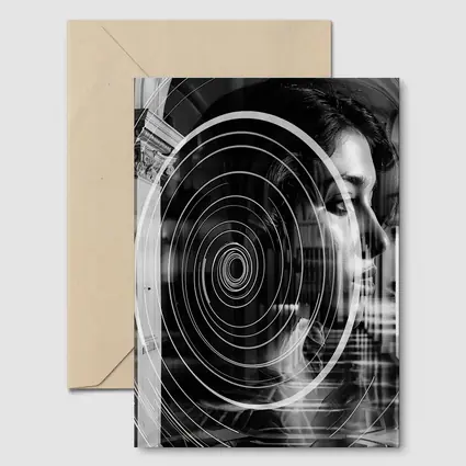 Woman Portrait Black White Spiral Abstract