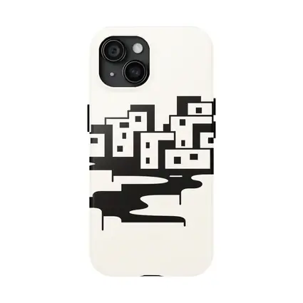 Minimalist Black White City Buildings Abstract Art