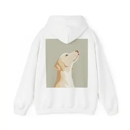 Yellow Labrador Retriever Looking Up Sage Background