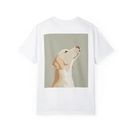 Yellow Labrador Retriever Looking Up Sage Background