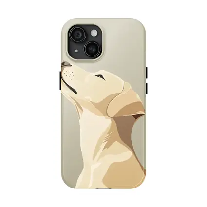 Yellow Labrador Retriever Looking Up Beige Background