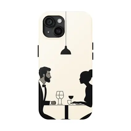 Couple Dining Minimalist Black Beige Restaurant Scene