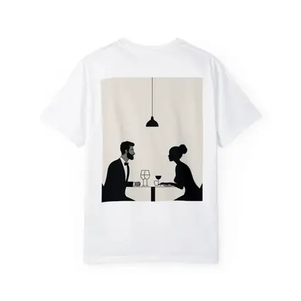 Couple Dining Minimalist Black Beige Restaurant Scene