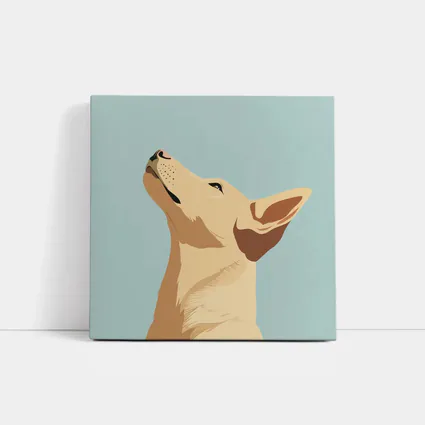 Minimalist Dog Portrait Light Blue Background