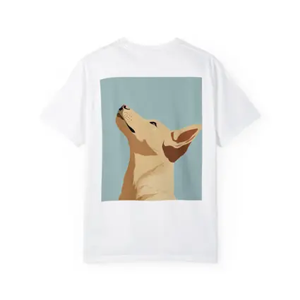Minimalist Dog Portrait Light Blue Background