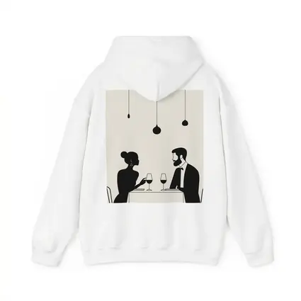 Couple Dining Silhouette Minimalist Black White Art