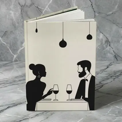 Couple Dining Silhouette Minimalist Black White Art