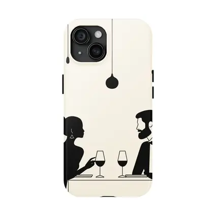 Couple Dining Silhouette Minimalist Black White Art