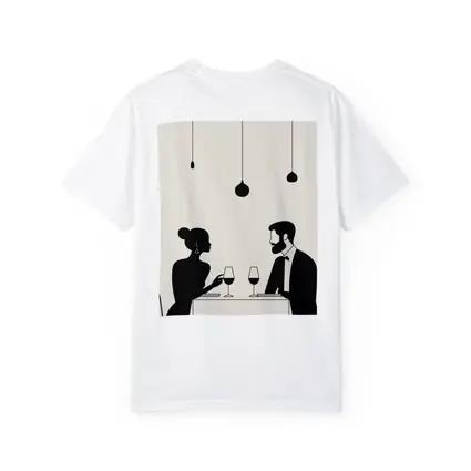 Couple Dining Silhouette Minimalist Black White Art