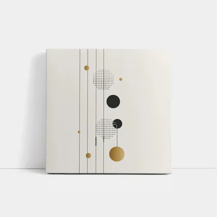 Geometric Circles Gold Black Minimal Abstract Art