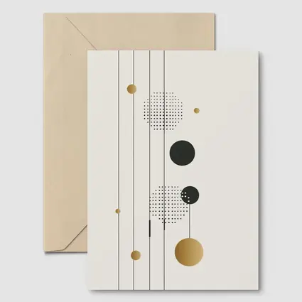 Geometric Circles Gold Black Minimal Abstract Art