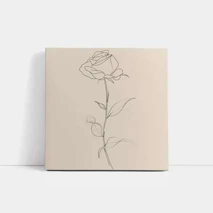 Single Rose Line Art Beige Background