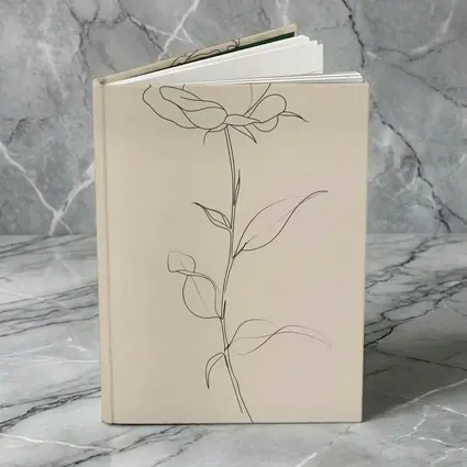 Single Rose Line Art Beige Background