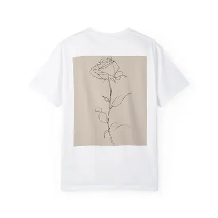 Single Rose Line Art Beige Background
