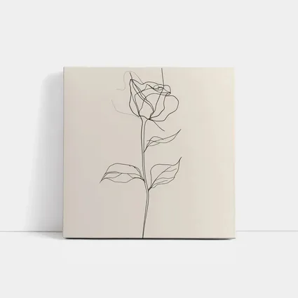 Rose Line Art Minimalist Beige Background