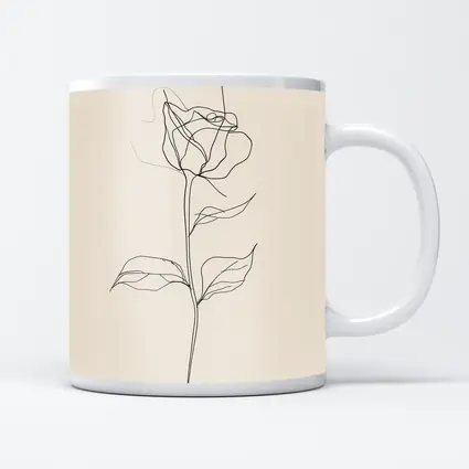 Rose Line Art Minimalist Beige Background