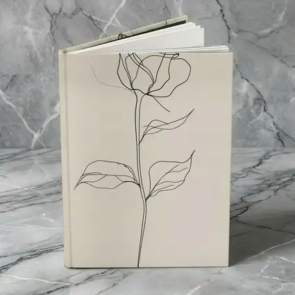 Rose Line Art Minimalist Beige Background