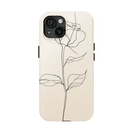 Rose Line Art Minimalist Beige Background