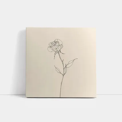 Minimalist Rose Line Art Beige Background