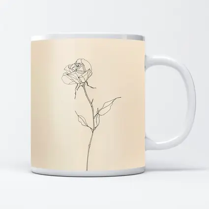 Minimalist Rose Line Art Beige Background