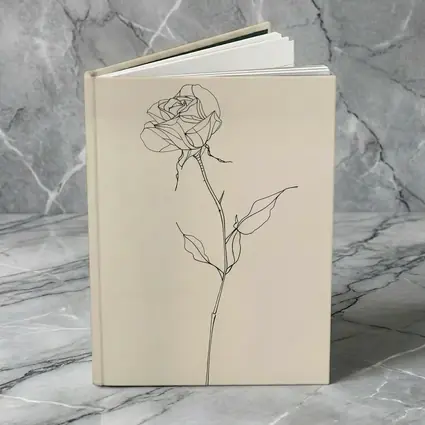 Minimalist Rose Line Art Beige Background
