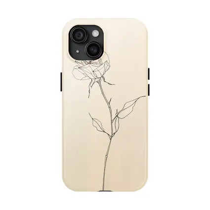 Minimalist Rose Line Art Beige Background