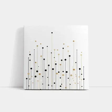 Black Gold Dots Lines Abstract Minimalist Art