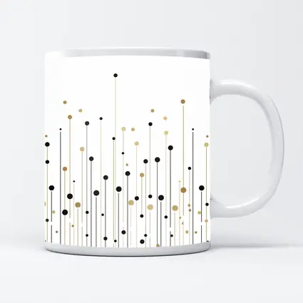 Black Gold Dots Lines Abstract Minimalist Art