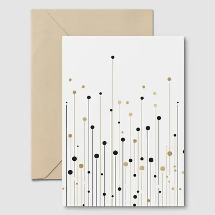 Black Gold Dots Lines Abstract Minimalist Art