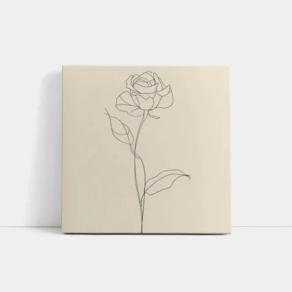 Rose Line Art Minimalist Beige Background