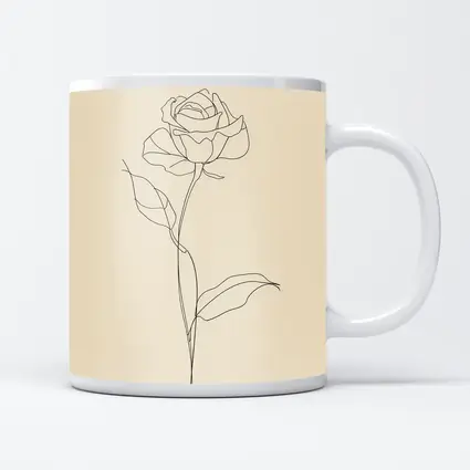 Rose Line Art Minimalist Beige Background