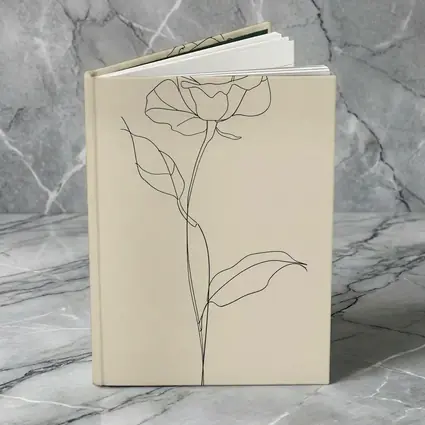 Rose Line Art Minimalist Beige Background