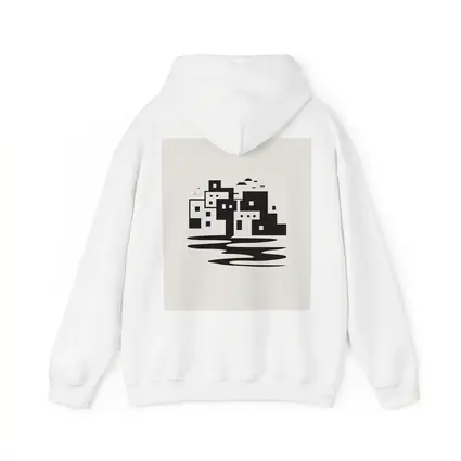 Minimalist Mediterranean Coastal Town Black White