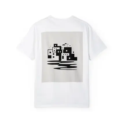 Minimalist Mediterranean Coastal Town Black White