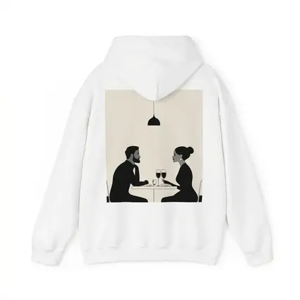Couple Dining Together Minimalist Black Beige