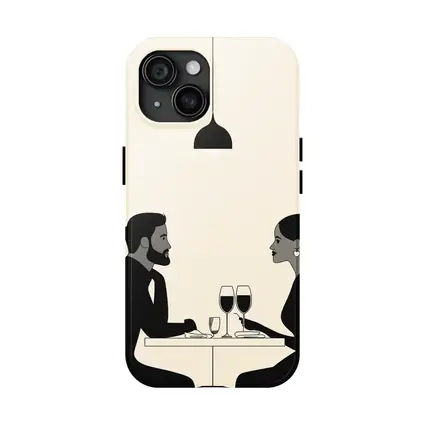 Couple Dining Together Minimalist Black Beige