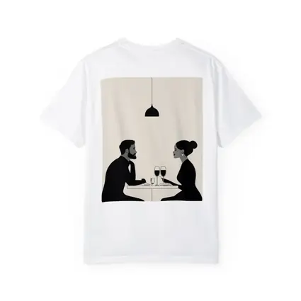 Couple Dining Together Minimalist Black Beige