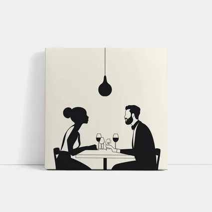 Couple Romantic Dinner Date Minimalist Black White