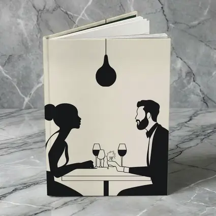 Couple Romantic Dinner Date Minimalist Black White