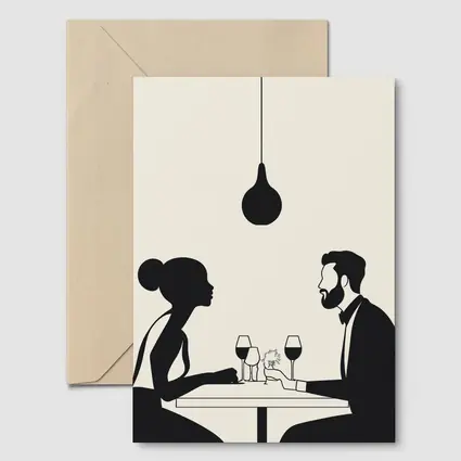 Couple Romantic Dinner Date Minimalist Black White