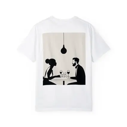 Couple Romantic Dinner Date Minimalist Black White