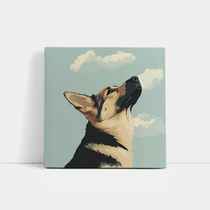 German Shepherd Dog Looking Up Sky