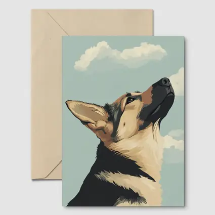 German Shepherd Dog Looking Up Sky
