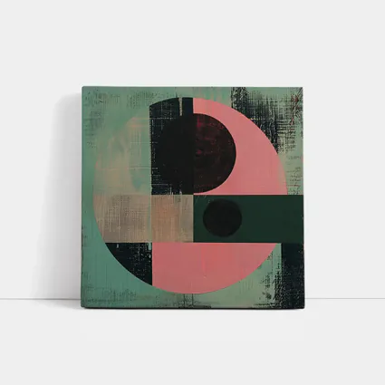 Geometric Abstract Circle Teal Pink Bauhaus