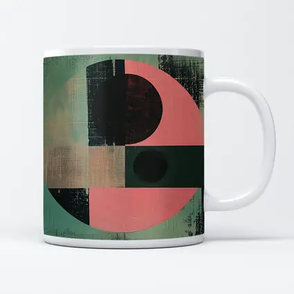 Geometric Abstract Circle Teal Pink Bauhaus
