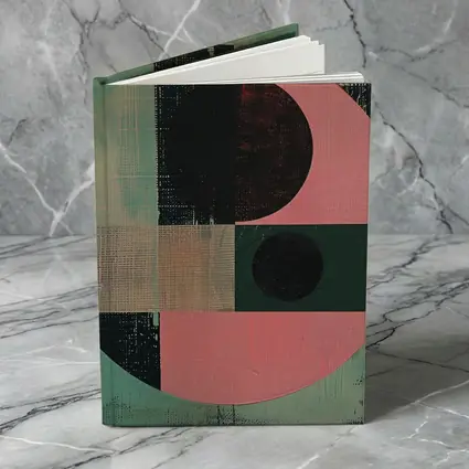 Geometric Abstract Circle Teal Pink Bauhaus