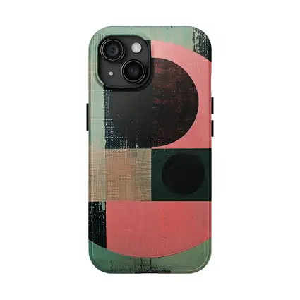 Geometric Abstract Circle Teal Pink Bauhaus